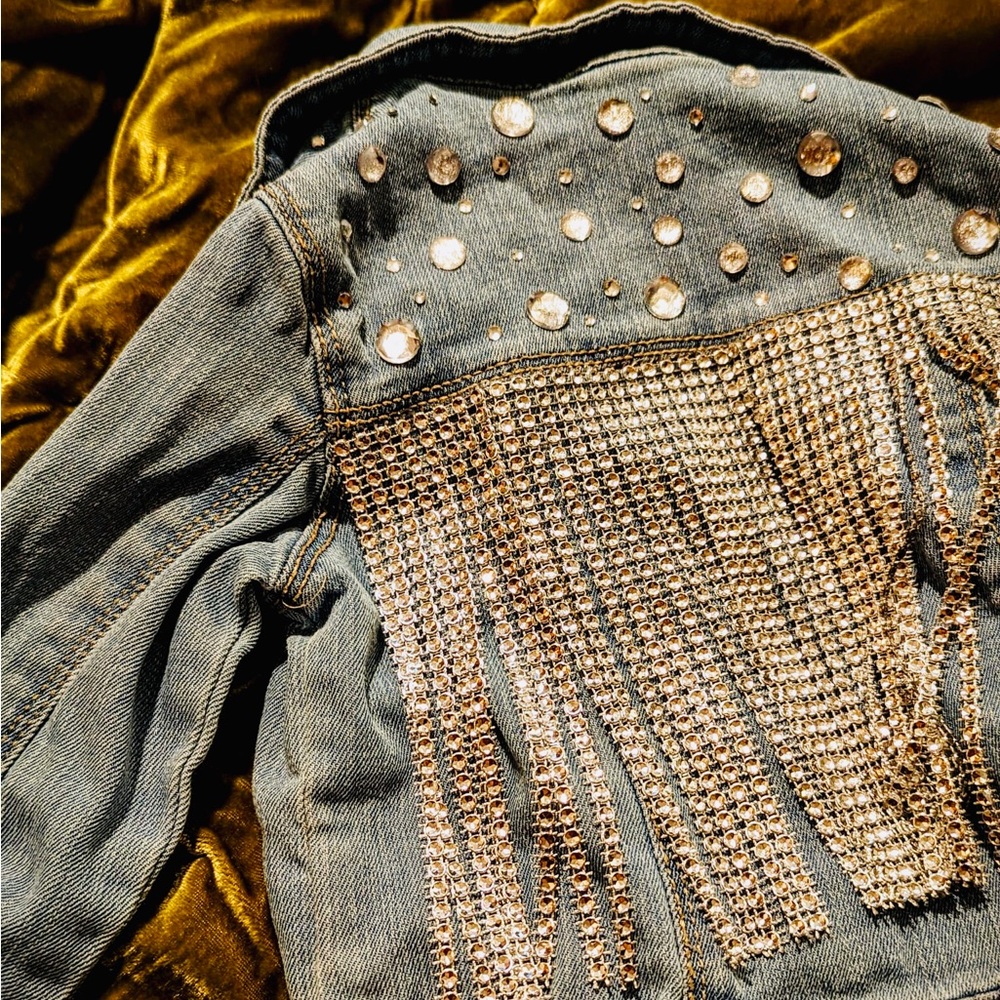 2T Toddler Rhinestone Fringe Denim Jacket